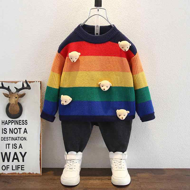 男の子 冬服 かわいい ジッパー ラウンドネック 防寒着 プルオーバー キッズ 厚手 起毛 長袖 セーター ニット
