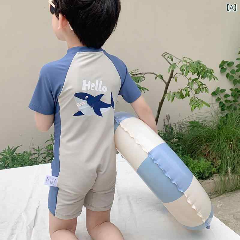 夏 水着 キッズ リゾート プール ビーチ 水泳 水遊び 子供用 スイムウェア ラッシュガード 男の子 韓国 ワンピース かわいい サメ 日焼け防止 速乾 ホリデー