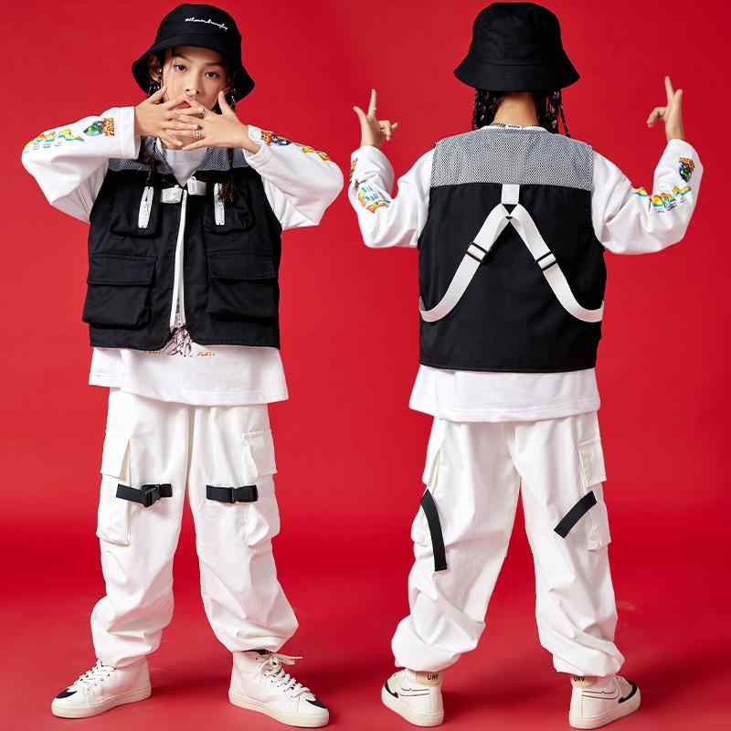 キッズ ストリート ファッション セットアップ 子供服 ヒップ ホップ クール ダンス パフォーマンス 衣装 ユニセックス
