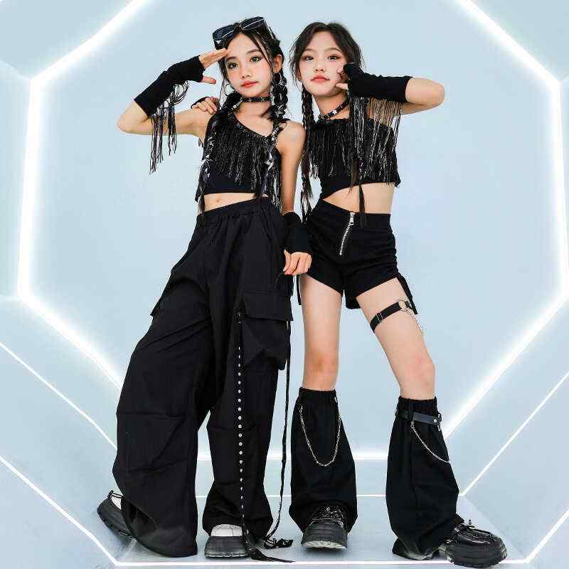子供服 女の子 タンクトップ へそ出し パンツ ショートパンツ コスチューム バンド ダンス ヒップホップ ストリート系 パフォーマンス 衣装 クール かっこいい キッズ