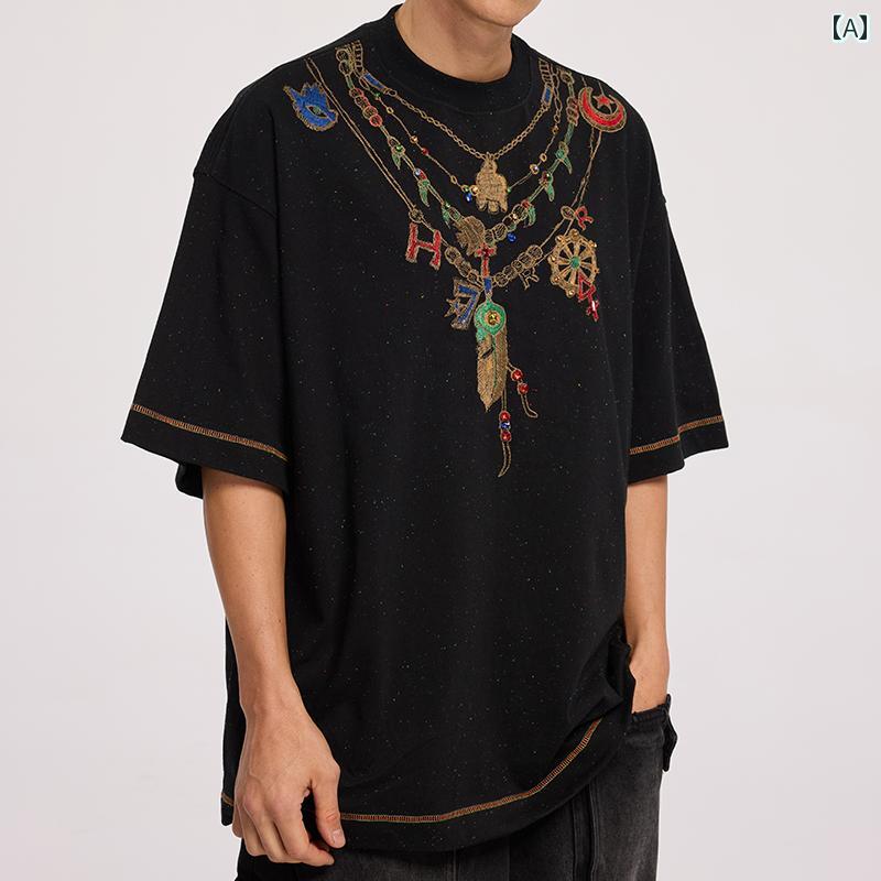 半袖 Tシャツ メンズ 夏 トップス 韓国 カジュアル オーバーサイズ ゆったり ストリート おしゃれ かっこいい 着やい 動きやい 快適 イベント フェス レジャー アウトドア ダンス 衣装 パフォーマンス