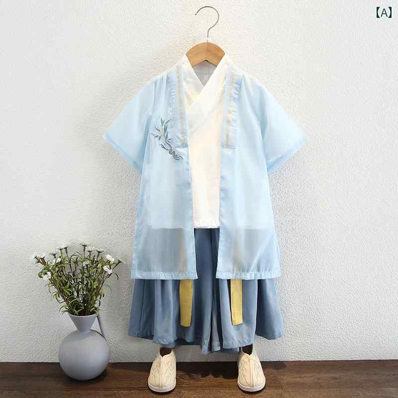 子供服 男の子 漢服 スーツ チャイナ風 パーティー 発表会 お呼ばれ かわいい 民族衣装 夏 おしゃれ スタイリッシュ キッズ