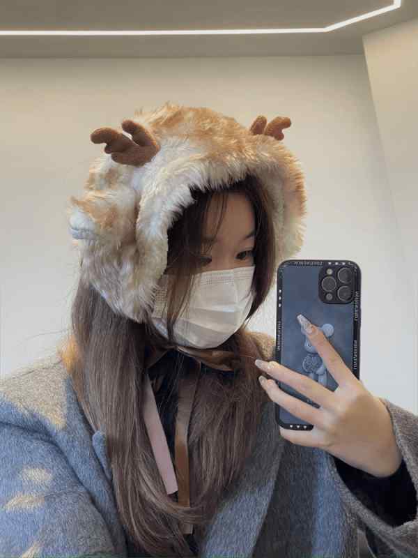レディース 秋 冬 帽子 ハット ヘラジカ ヘッド バンド 新年 クリスマス ヘッド バンド かわいい 和菓子 ぬいぐるみ 耳保護 イヤーマフ