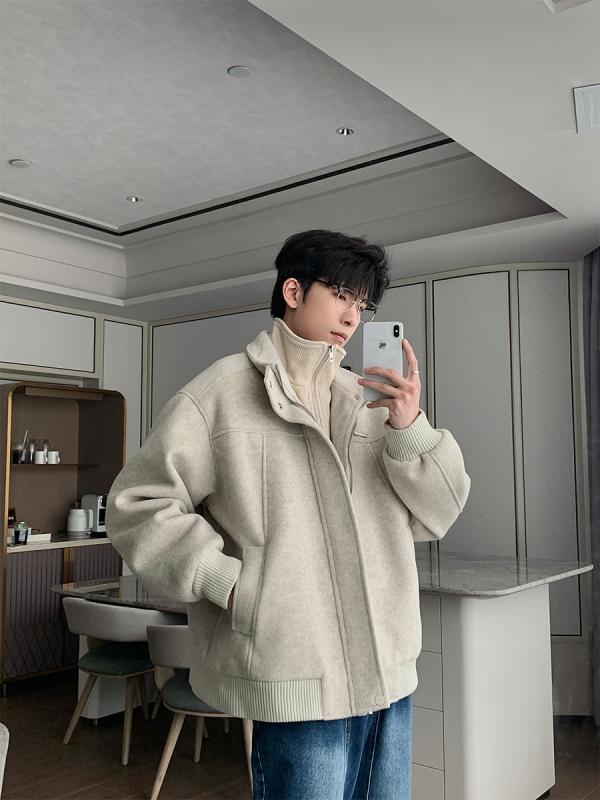 ジャケット メンズ コットン 冬 ウール かっこいい 綿 厚手 フェイク ツーピース 韓国 暖かい 綿 パッド入り トップス｜セキュアデポ