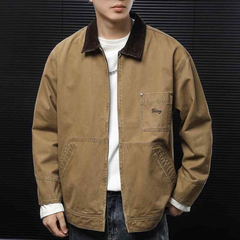 デニム ジャケット メンズ メンズ ファッション 春 ジャケット 長袖 ゆったり 大きめサイズ トップス レトロ ワーク ウェア サテン ｜セキュアデポ