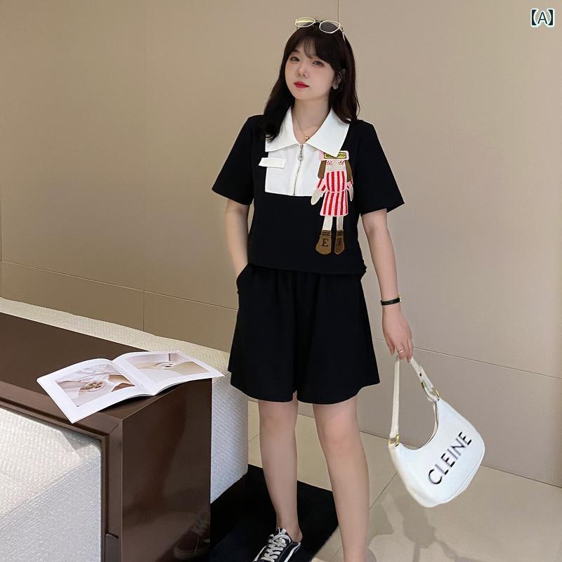 レディース 夏 半袖トップス ショートパンツ 大きめ ぽっちゃり かわいい おしゃれ 細見え アップ 快適コーデ レジャー アウトドア 女子会 旅行 ダンス パフォーマンス 衣装
