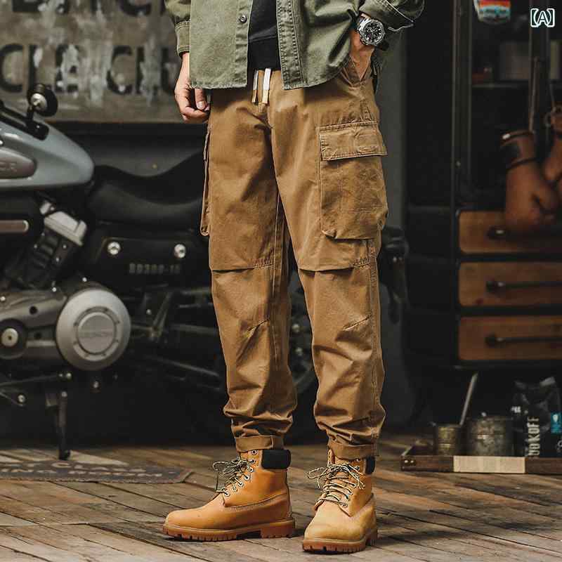 カジュアル パンツ アウトドア 動きやい メンズ 紳士服 メンズ パンツ 普段使い 長ズボン ストレート ゆったり 春秋 アメリカン 洗いざらし コットン レトロ 大きめサイズ