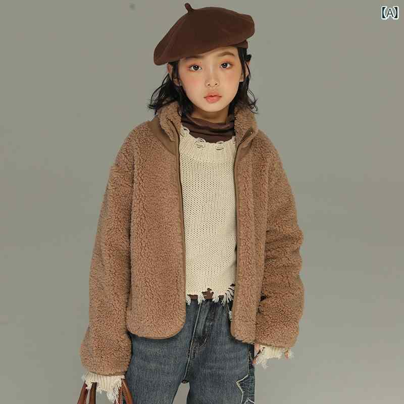 コート 子供服 アウター カジュアル おしゃれ カジュアル おしゃれ キッズ 小さい 女の子 冬 スタンドカラー ラムウール 子供 ぬいぐるみ 子供用 アウター カジュアル おしゃれ カジュアル おしゃれウェア 厚手 服