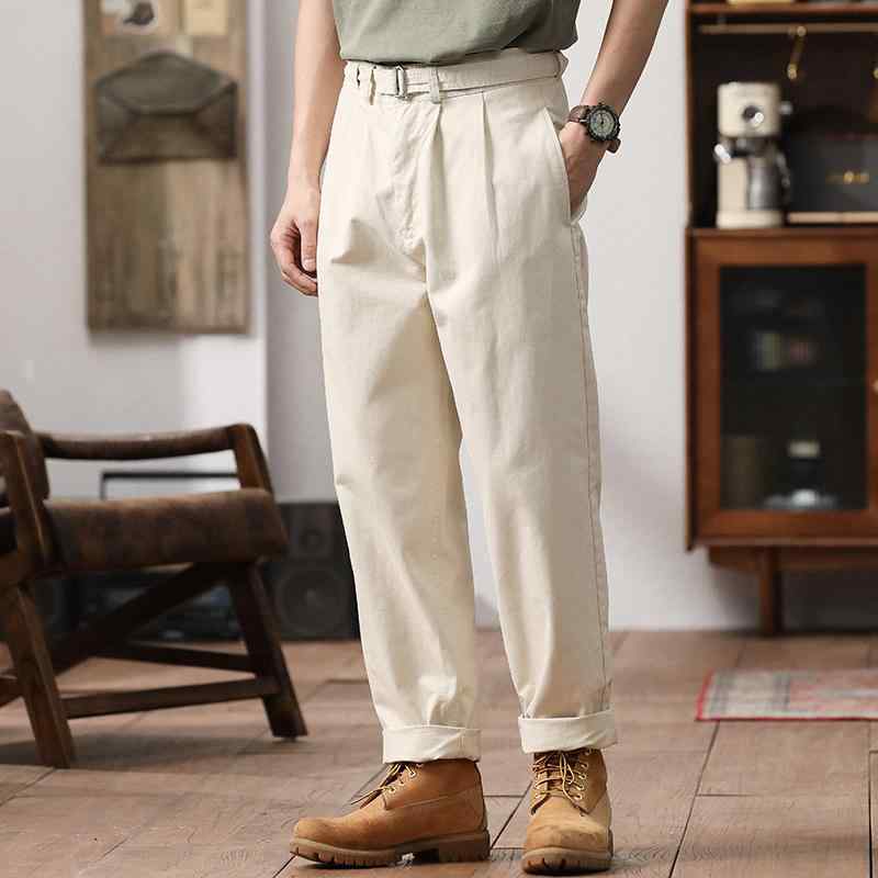 パンツ メンズ カジュアル アウトドア アメリカン レトロ 白い ワークウェア 作業 ズボン 男性用 ストレート 夏用 薄手 ナポリ