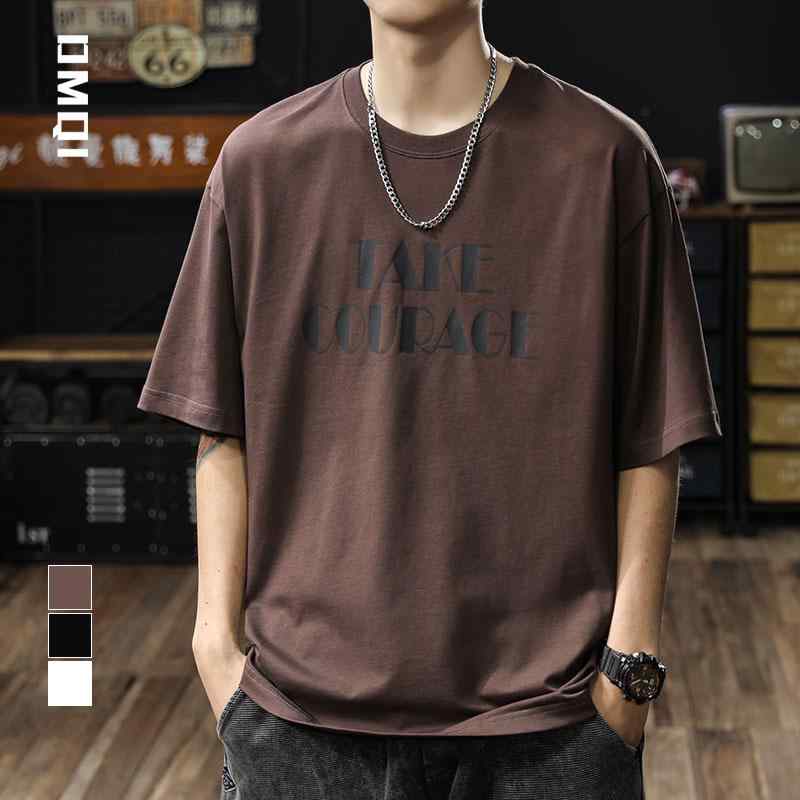 メンズ トップス 厚手 綿 アメリカン プリント 半袖 Tシャツ メンズ 夏 カジュアル ゆったり ウォッシュド 大きいサイズ デイリー コットン 通気性 テキスト