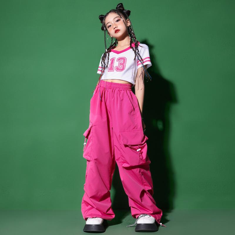 少女 ジャズ ダンス 衣装 子供 ヒップホップ ファッション パフォーマンス 服 子供 カラフル 学生 セット