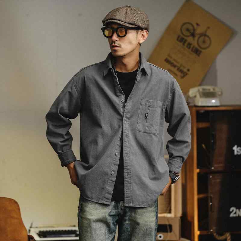 シャツ メンズ おしゃれ ファッション トップス 秋 作業着 長袖 綿 カジュアル アメリカン レトロ ジャケット 大きめサイズ プリント ゆったり ワークウェア｜セキュアデポ