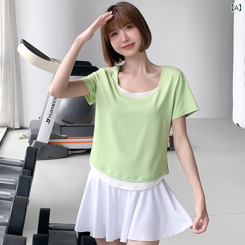 フィットネス レディース ショート ヨガ ウェア 大きめサイズ スポーツ トップス ランニング 半袖 速乾 Tシャツ 夏