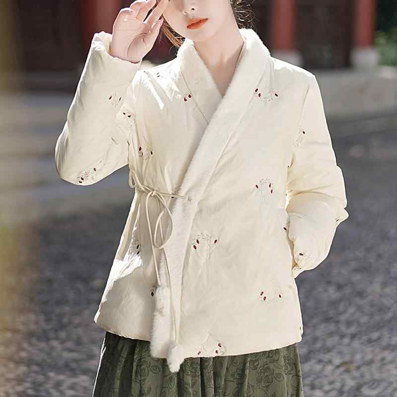 上衣 冬 刺しゅう 中華 漢服 唐 背広 瀬戸もの風 レデイース 服 思いいれる茶 落ちこむ 遊撃手