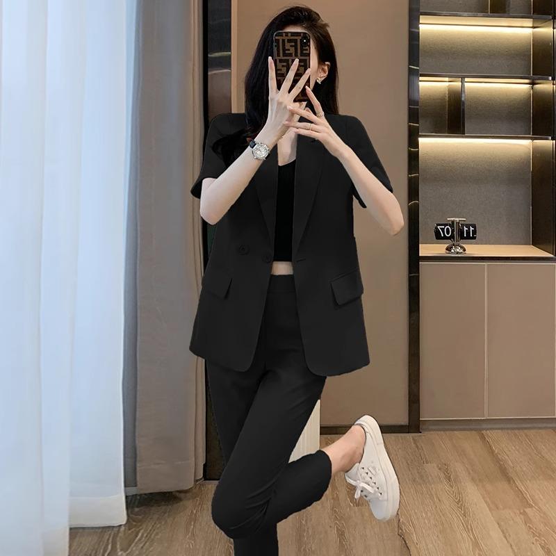 スーツ ジャケット レディース パンツ 夏 薄手 レディース 半袖 フォーマル ビジネス 参観日 結婚式 二次会 カジュアル シンプル｜セキュアデポ