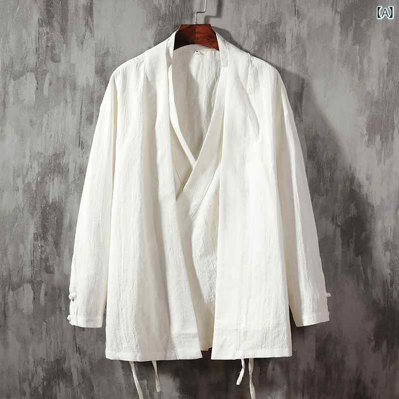 修行服 カンフー 太極拳 中国 唐 スーツ リネン 漢 中華風 紳士服 庶民 服 綿麻 トップス 瞑想 民族 衣装