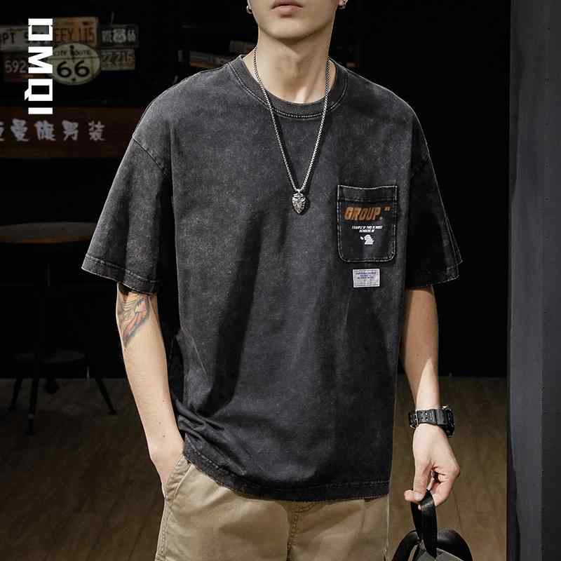 半袖 Tシャツ トップス メンズ コットン ウォッシュ レトロ ポケット メンズ 夏 大きめサイズ アメリカン カジュアル ひんやり 涼しい 快適