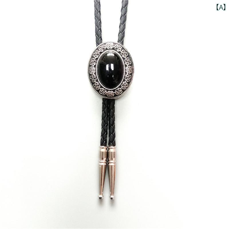 メンズ カジュアル アクセサリー ループタイ ボロタイ ネクタイ タイム ジェム BOLO TIE 韓国 象嵌 男性 誕生日 プレゼント 首輪 ロープ 万能 ペンダント