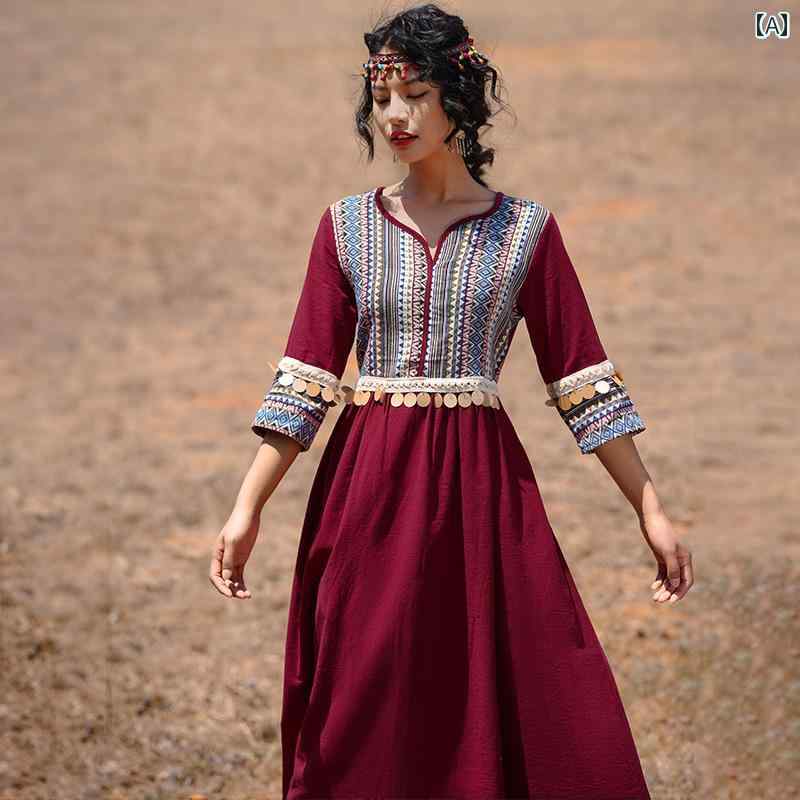 レディース たまり場 衣装 観光旅行 リフレッシュ エスニック 御召しもの 成人女性 刺しゅう スパンコール ウイグル 旅する 第八芸術 砂浜 弱められた 赤