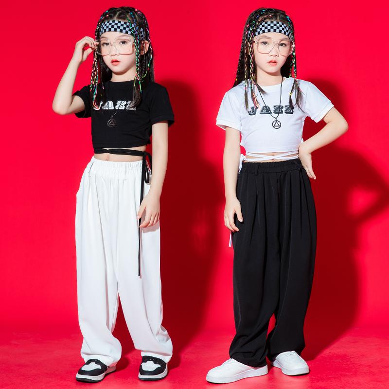 子供 ジャズ ダンス 衣装 セットアップ 女の子 へそ出し 夏 ヒップホップ ストリート 半袖 韓国ファッション カジュアル おしゃれ