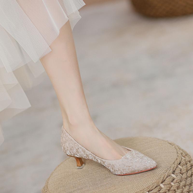 レディース パンプス シューズ ポインテッドトゥ フレンチ ハイヒール スティレット 花嫁御寮 お手伝い人 靴 置き目踵 靴