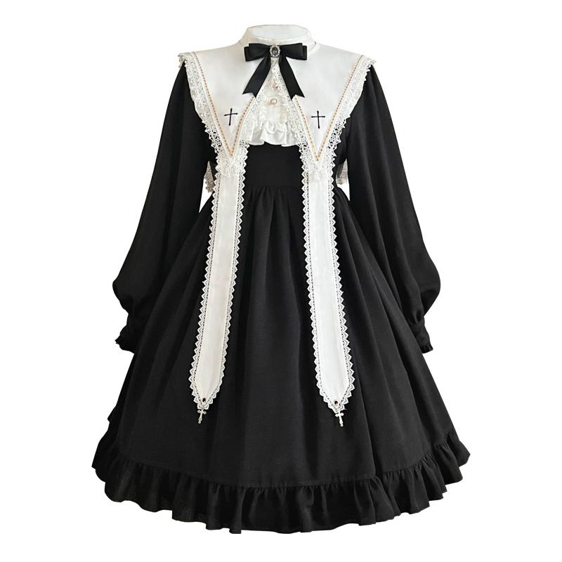 ロリータ ドレス コスチューム プリンセス Aライン ヴィクトリアン 調 お姫様 おぎ話 レース フリル 装飾 ファッション ゴスロリ 地雷|セキュアデポ