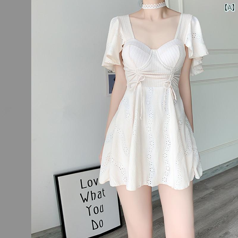 レディース ワンピース 水着 かわいい スカート風 スイムウェア サマー レジャー プール リゾート 海水浴 女性用 高級感 フラット アングル お腹 カバー 着痩せ 温泉