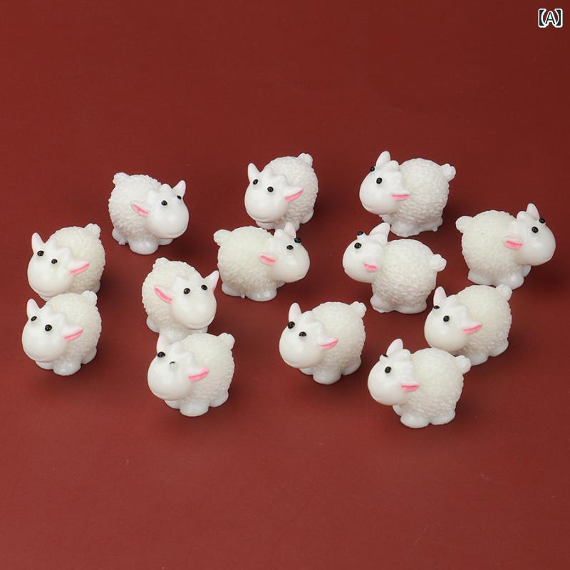 ミニチュア おもちゃ キッズ ドールハウス 小さめ 子羊 ホワイト ピンク かわいい シーン 装飾品 フィギュア フィギュア 樹脂 動物