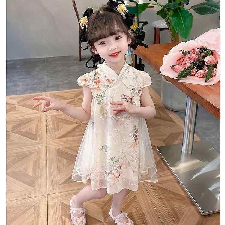 民族衣装 かわいい 子供服 キッズ 女の子 漢服 チャイナ風 パフォーマンス ファッション オールシーズン 夏 ドレス かわいい