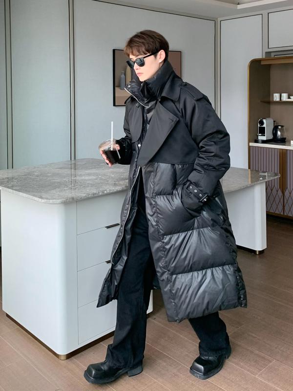 ジャケット メンズ かっこいい スプライシング クイ ブジュ ダウン 膝丈 ゆったり 肥厚 ロング ハイエンド 綿 衣料 20,048円