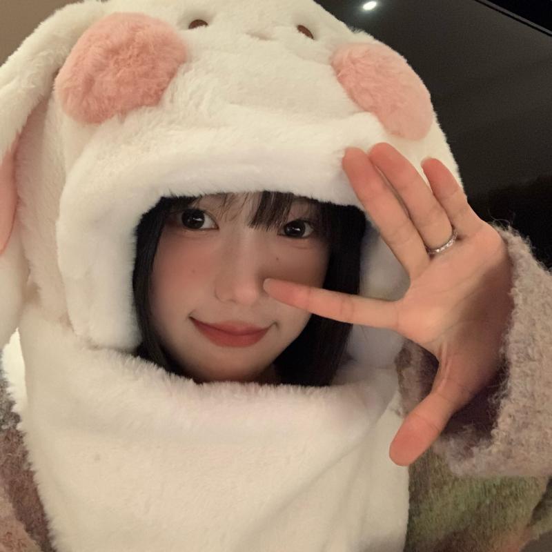 ぬいぐるみ ウサギ 耳帽子 スカーフ 手袋 ワンピース 帽子 3点セット かわいい レディース 冬 厚手 スカーフ 暖かい 4,373円