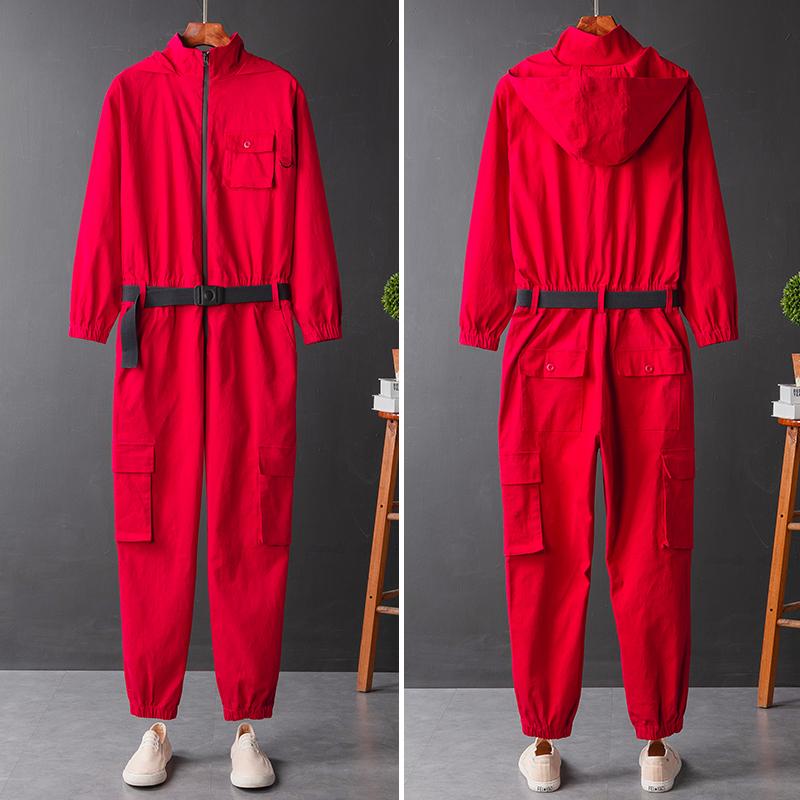ツナギ シンプル ジャンプスーツ ヒップホップ メンズ レディース 作業服 オーバーオール カジュアル 長袖 フード｜セキュアデポ