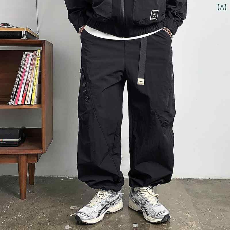 メンズ パンツ ワイド 動きやい 黒 ゆったり シンプル カジュアル スポーティ おしゃれ 普段使い メンズ ファッション 大きめサイズ 春