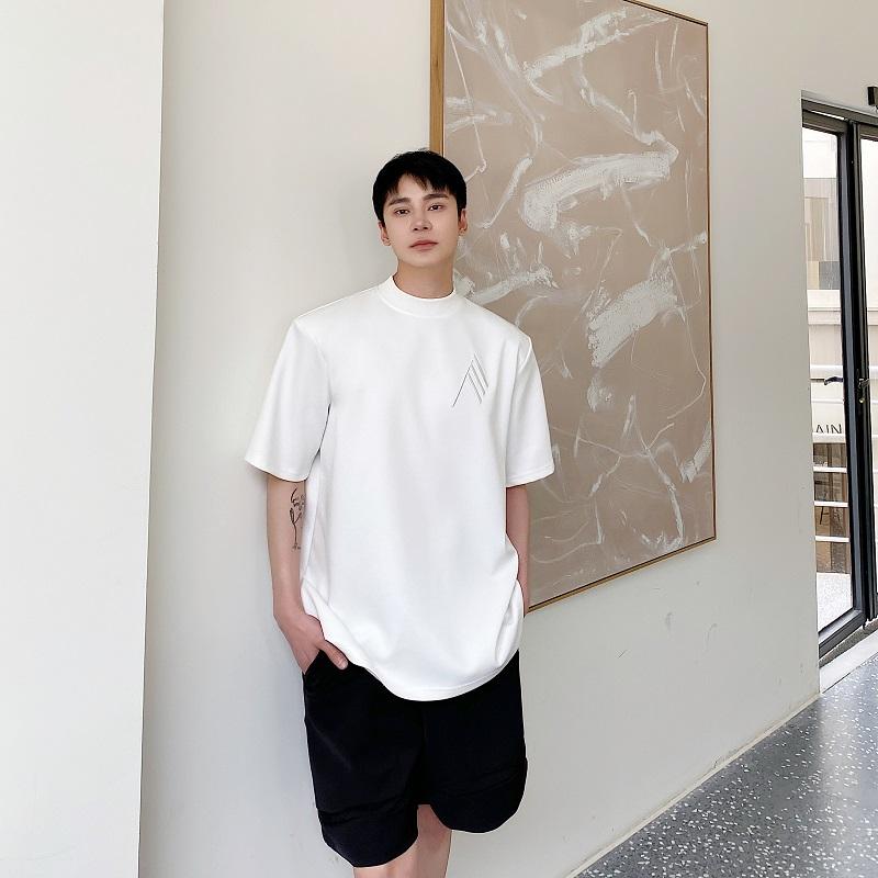 Tシャツ トップス シンプル コットンウール ラウンドネック 夏 半袖 レジャー ゆったり 韓国 メンズ レディース カジュアル