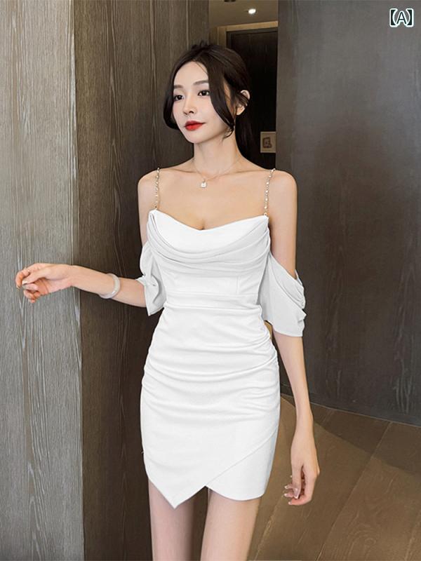 キャバドレス ミニスカート キャバ レディース 仕事服 魅惑 ミニドレス レディース サテン ボディコン プリーツ Vネック シンプル エレガント