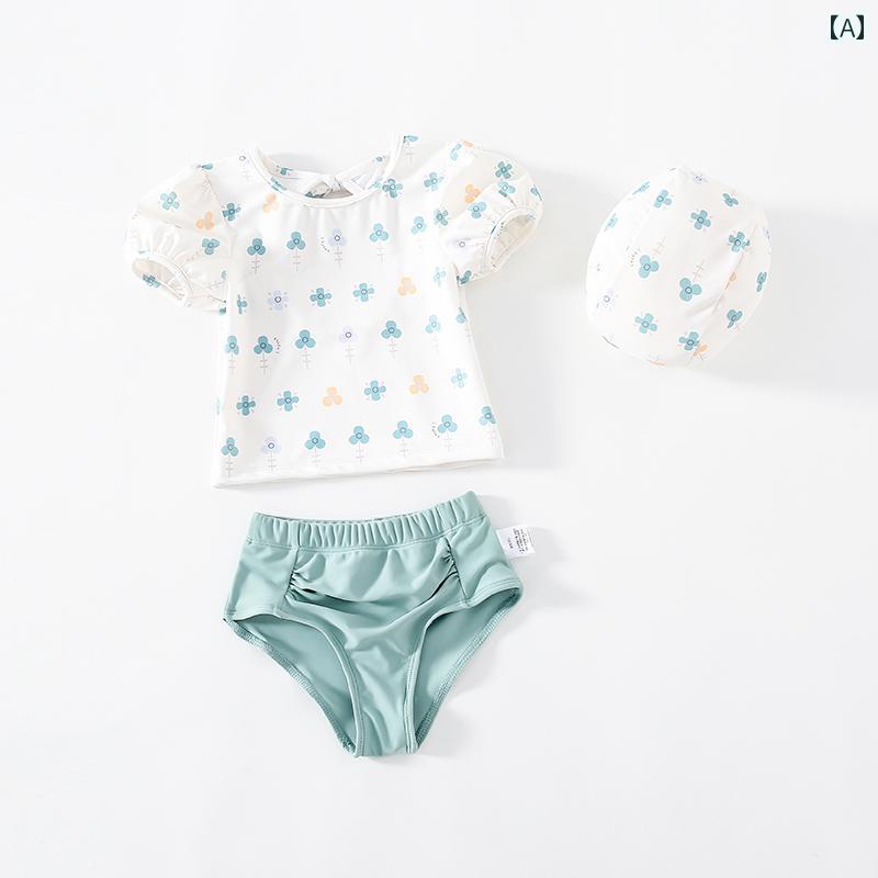 水着 子供 スイムウェア キッズ 女の子 プリンセス ファッション 夏 マリンリゾート プール 海水浴 夏 スイム ウェア セットアップ カジュアル ライトグリーン ウエスト カバー