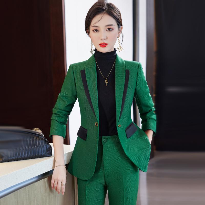 レディース 婦人服 レディース スタイリッシュ 洗練 豪華感 グリーン 韓国 仕事 作業着 制服 業務 ジャケット 大きめサイズ|セキュアデポ