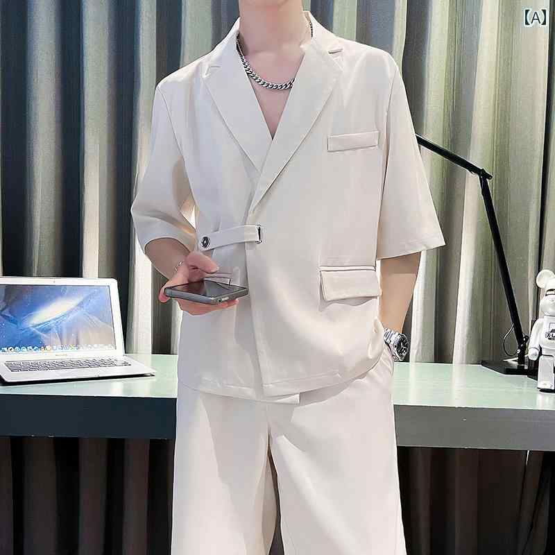 スラックス スーツパンツ 半ズボン 夏 メンズ スーツ カジュアル 五分袖 半袖 ショート パンツ 5分丈 セットアップ