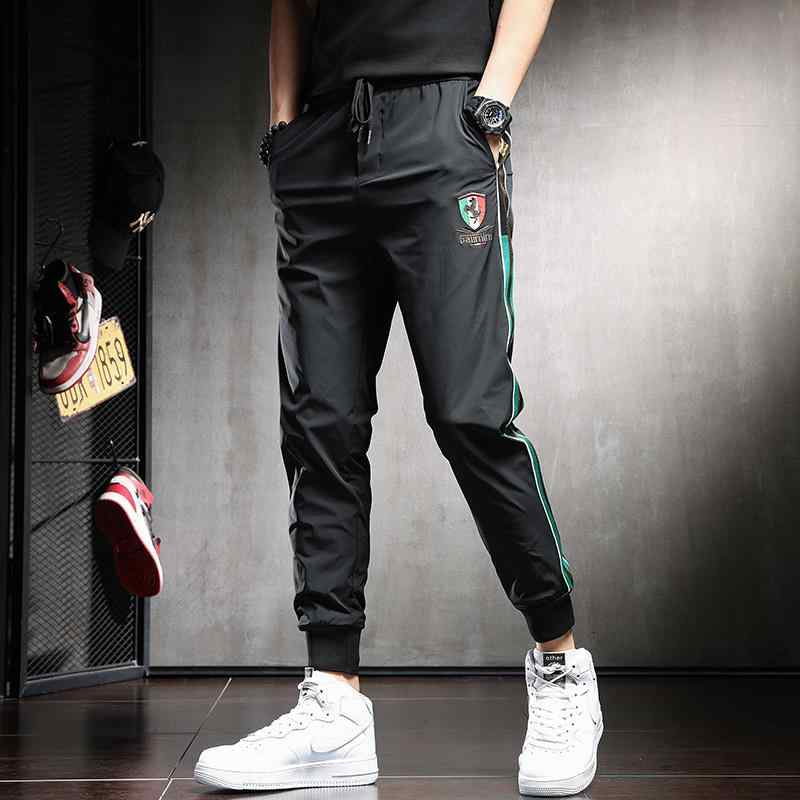 パンツ メンズ カジュアル ズボン 夏 男性用 スリムフィット 薄手 冷感 ハイエンド レッグ バインディング 速乾 スポーツ
