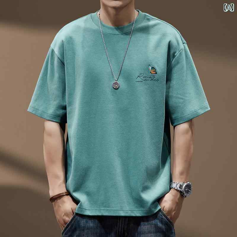 Tシャツ おしゃれ メンズ 半袖 夏 ストリート アメリカン カジュアル 紳士服 メンズ ゆったり トップス レトロ ラウンドネック プリント