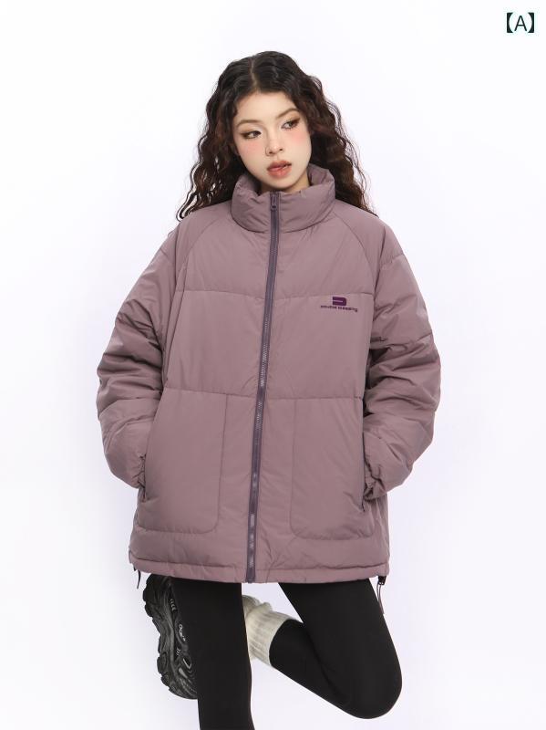 ジャケット アウター レディース トップス ダウン 暖かい ストレート シンプル ジッパー ポケット 羽毛 ファー襟 オーバーサイズ アウトドア 防寒 カジュアル 厚手 冬 長袖 ファッション｜セキュアデポ