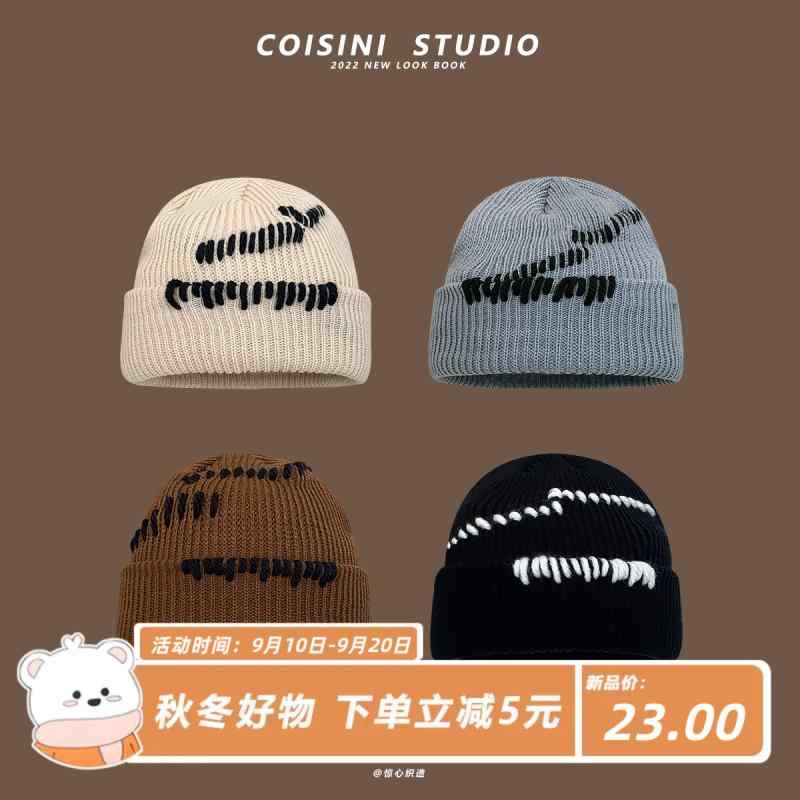 帽子 韓国 ステッチ ウール帽子 レディース 秋冬 カジュアル 暖かい ニット帽 耳保護 防寒 帽子 ユニセックス
