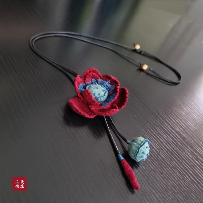 ネックレス 民芸品 吊り下げ ペンダント 装飾品 チャイナ風 エスニック アクセサリー 花柄 雑貨 小物 アンティーク レトロ レトロ