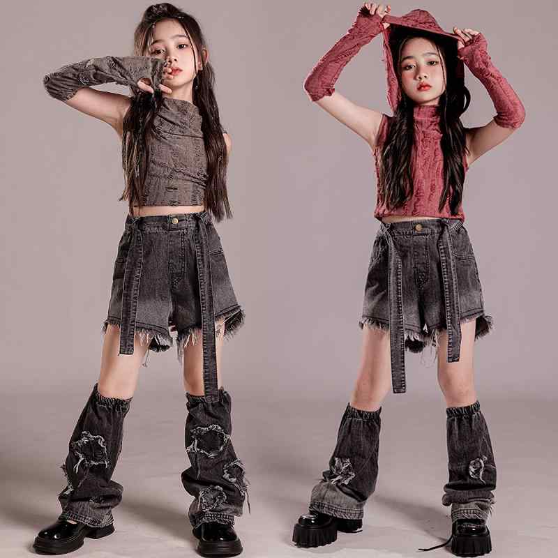 キッズ ジュニア ファッション ダンス ガール ジャズ セットアップ スーツ 夏 子供 ヒップホップ ストリート クール パフォーマンス ステージ