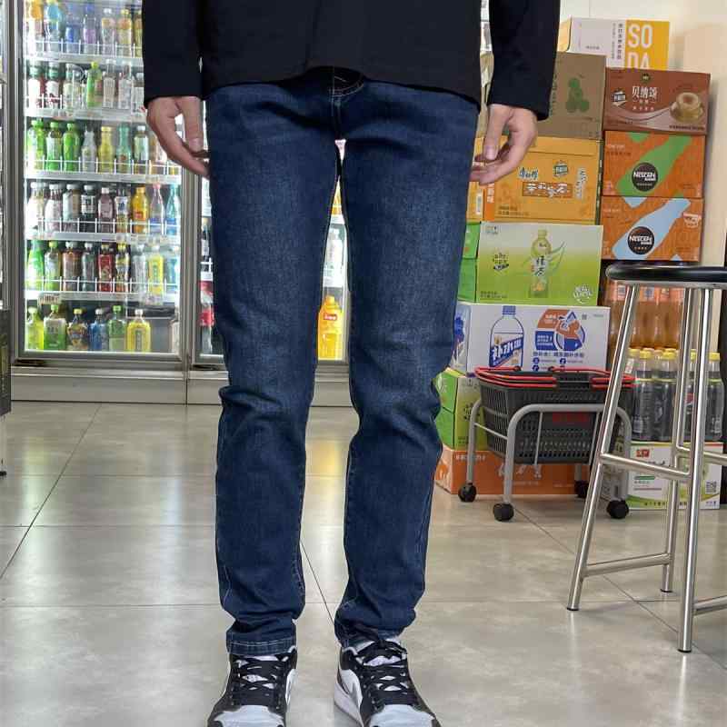 デニムパンツ メンズ 秋 ジーンズ カジュアル 弾性 スリム ストレート ブルー シンプル 長ズボン 春秋