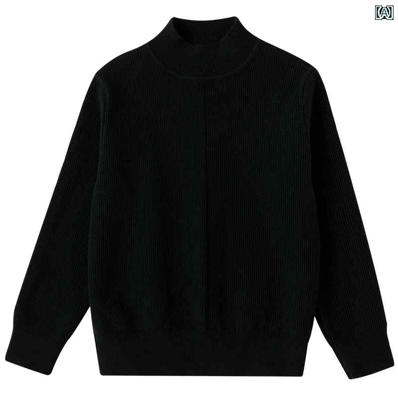 トップス シャツ 子供服 おしゃれ ナチュラル 普段着 キッズ 秋冬 子供 ニット セーター 黒 洗濯機 洗える カジュアル 親子 ハーフ タートルネックセーター 女の子