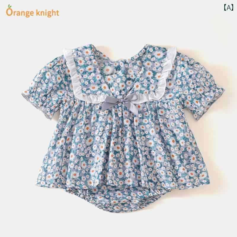 ドレス スカート ロンパース ベビー 夏服 ジャンプ スーツ かわいい 赤ちゃん サマー 新生児 花柄 女児 プリンセス クール 薄手 カバー 服