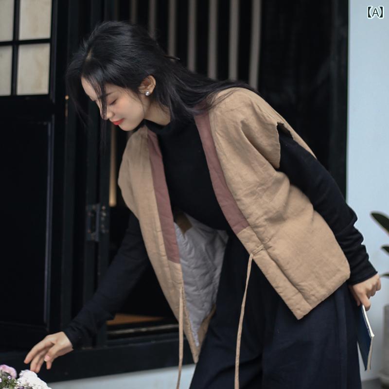 瀬戸もの風 思いいれる茶師服 秋冬 レディース 思いいれる服 茶芸師服 唐服 厚地の外套 綿 背広 漢服 遊撃手上衣