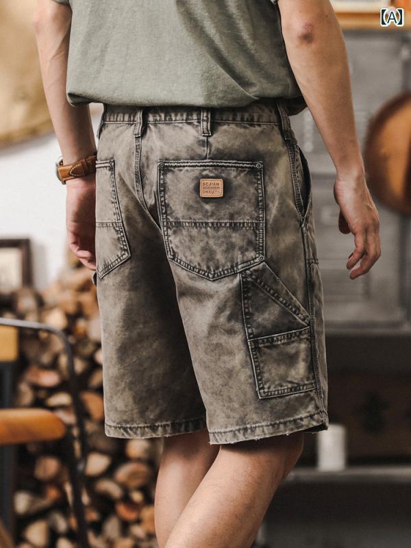 ハーフパンツ メンズ 半ズボン レジャー ハイキング アウトドア パンツ ショートパンツ 夏 アメリカン レトロ 染め カーゴパンツ カジュアル|セキュアデポ