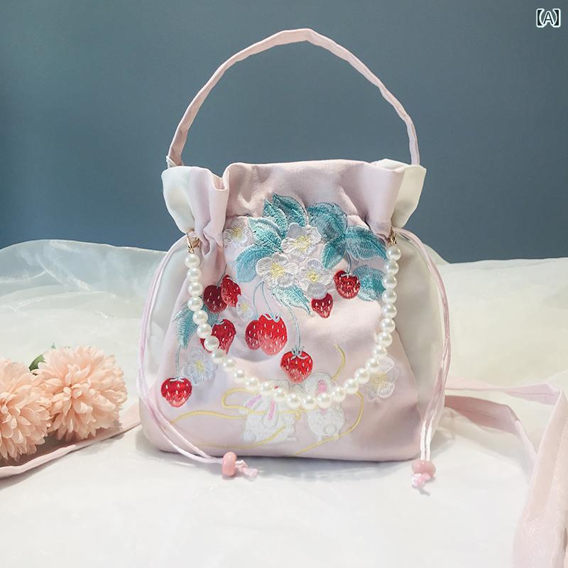 中国風 バッグ ハンドバッグ ショルダーバッグ 巾着型 チャイナ風 かわいい キュート 通勤 通学 ショッピング 母の日 ギフト レディース ファッションアイテム